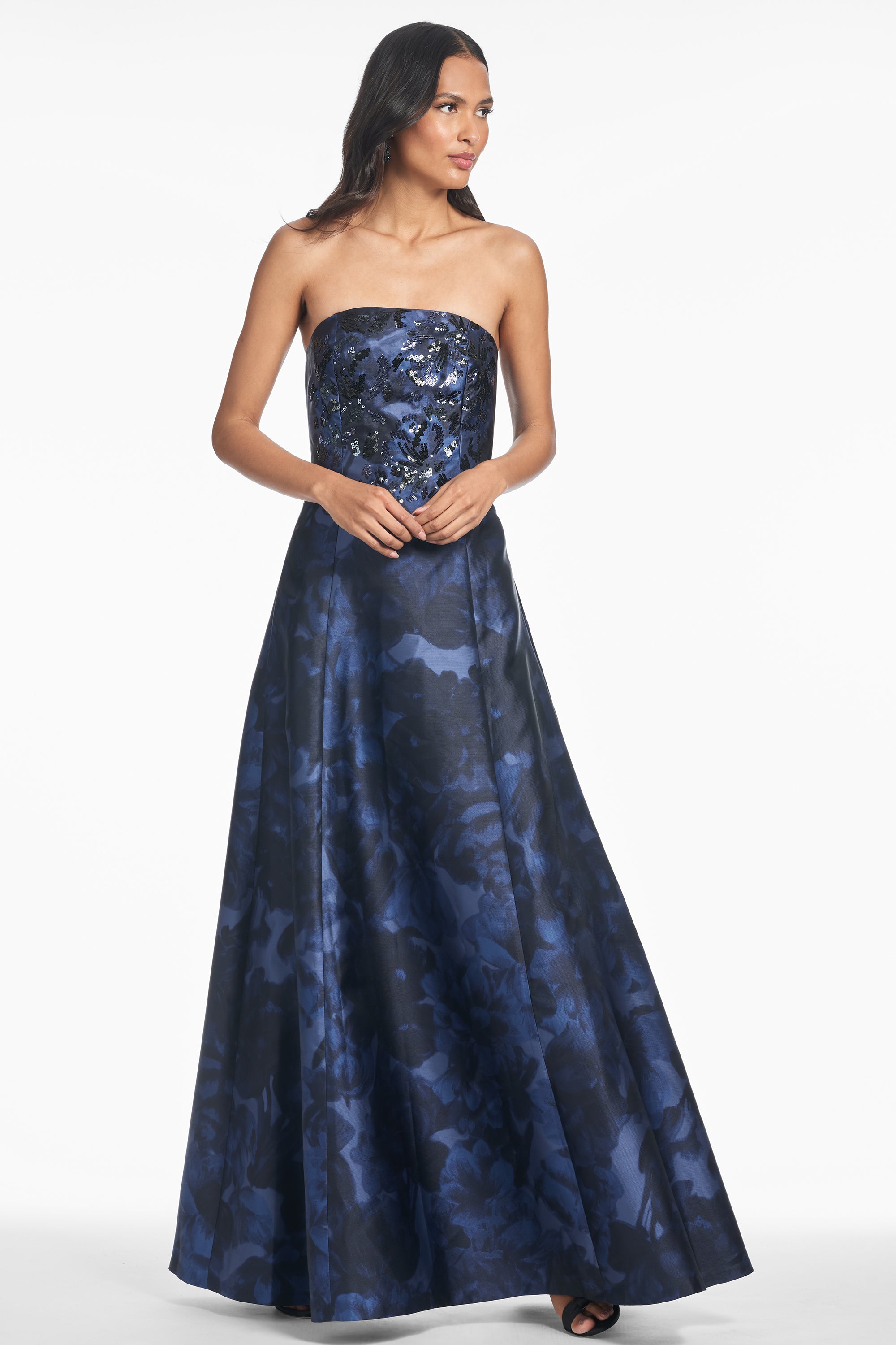 VIVIEN GOWN - DEEP OCEAN BOUQUET - FINAL SALE